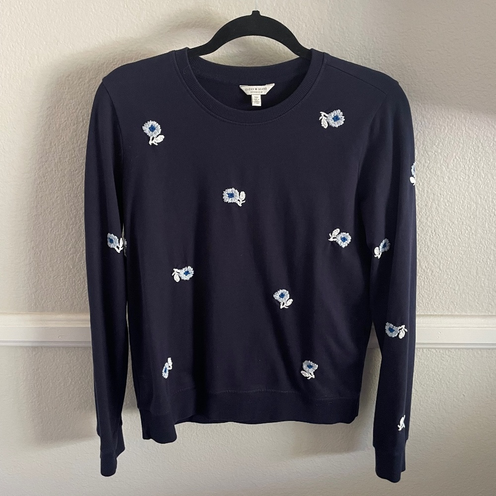Lucky Brand Embroidered Crewneck Sweater